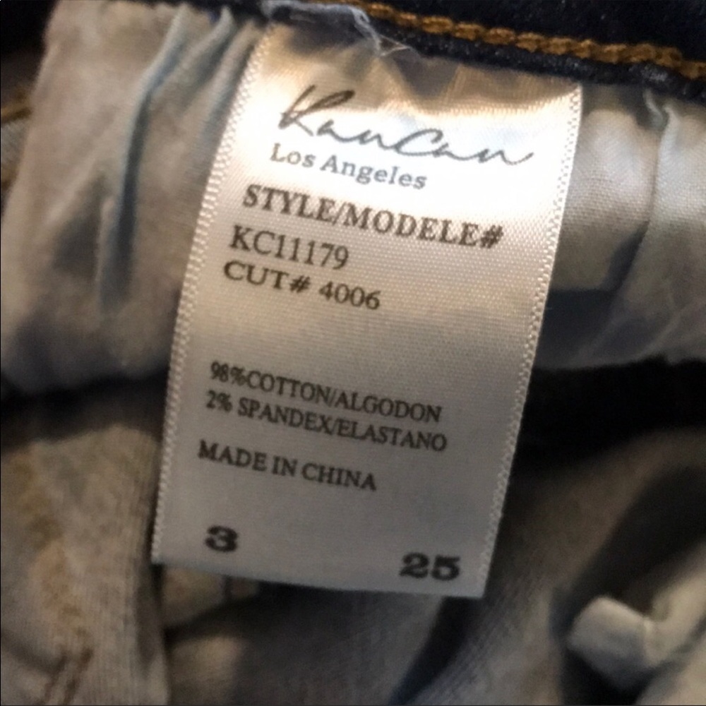 Kancan Distressed Skinny Jeans w/ Fringe Hems 25 - Picture 8 of 8